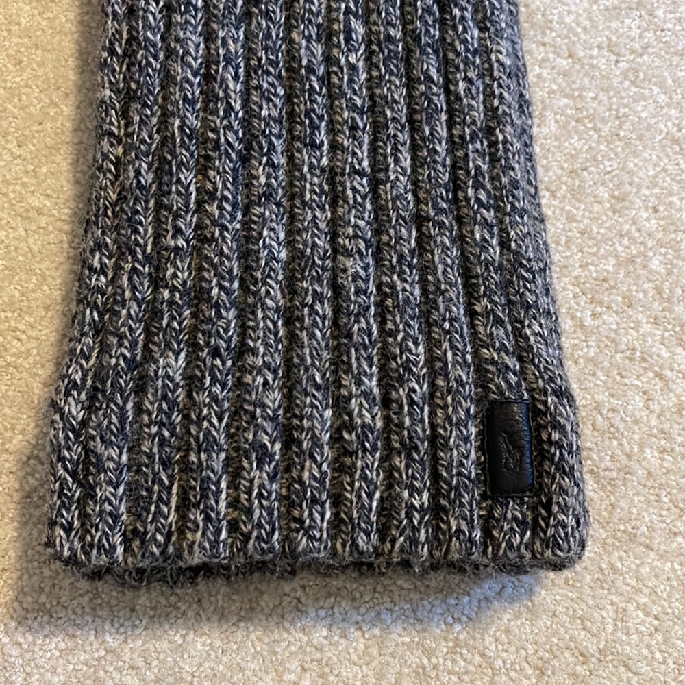 Vintage 90s Polo Ralph Lauren 100% Lambswool Ribbed Scarf Marled Blue Gray-64x8” - Picture 5 of 5